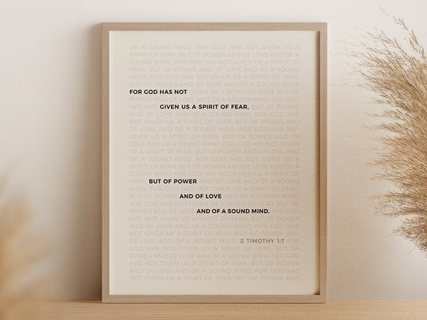 Christian Valentine's Gift for Him - 'Love, power, and a sound mind' 2 Timothy 17, Minimalist Bible Verse Wall Art (Physical Poster) 1586979340