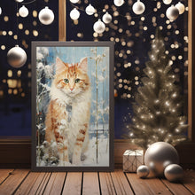 Vintage Cat Art Poster - Classic Xmas Decor | Nostalgic Holiday Art Print for Festive Ambiance