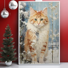 Vintage Cat Art Poster - Classic Xmas Decor | Nostalgic Holiday Art Print for Festive Ambiance