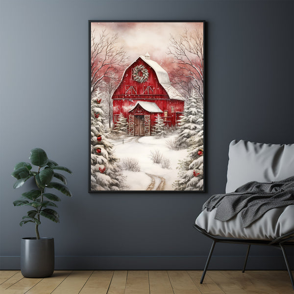 Rustic Farmhouse Wall Art | Iconic Red Barn Vintage Canvas Print | Cou ...