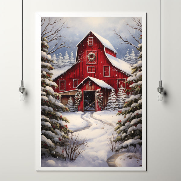 Rustic Farmhouse Wall Art | Iconic Red Barn Vintage Canvas Print | Country Farm Wall Decor | Available Framed or Unframed & Ready to Hang