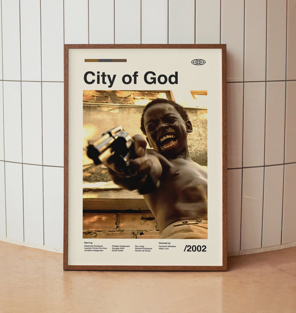 City of God 2002 Movie Poster - Minimalist Midcentury Wall Art Print