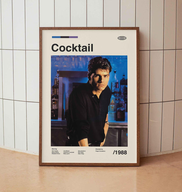 Cocktail Vintage Movie Poster - Tom Cruise - Minimalist Midcentury Wall Art Print 1687929846