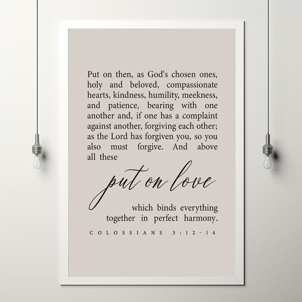 Colossians 3:12-14 'Kindness & Patience' Bible Verse Wall Decor - Inspiring Christian Art for Compassion and Love