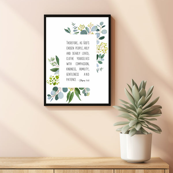 Colossians 3:12 'God's Chosen People' Bible Verse Poster - Inspirational Scripture Art for Christian Identity and Virtue