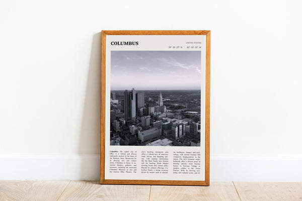 Columbus Ohio Wall Art Poster Poster Columbus Ohio  Black White Poster  Poster  Art Gift 1680652302
