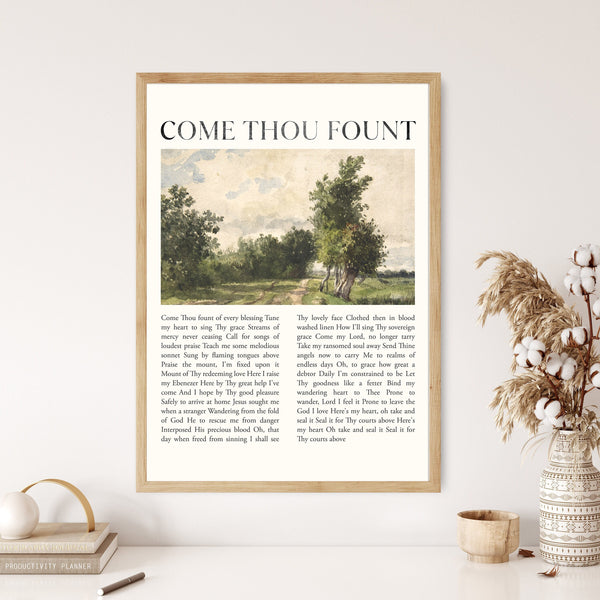 Come Thou Fount Hymn Lyrics Print Canvas Poster Modern Minimalist Vintage Scripture Art Christian Song Gift Reformed Home Wall Easter Print 1662752902