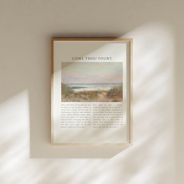 Come Thou Fount, Hymn Wall Art, Come Thou Fount Print, Christian Wall Art, Poster Christian Worship Song Lyrics, Christian Hymn Art 1629586259