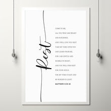 Come to me, I Will Give You Rest Print, Matthew 1128-30, Printable Bible Verse, Scripture Wall Art Decor for Christian Home