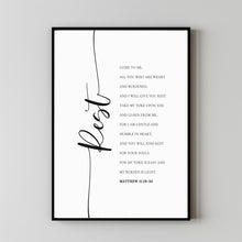 Come to me, I Will Give You Rest Print, Matthew 1128-30, Printable Bible Verse, Scripture Wall Art Decor for Christian Home