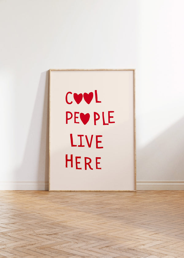 Cool People Live Here Print Minimalist Heart Poster Aesthetic Home Decor Girly Modern Wall Art Trendy Quote Print  Wall Art 1 Print 1533737837