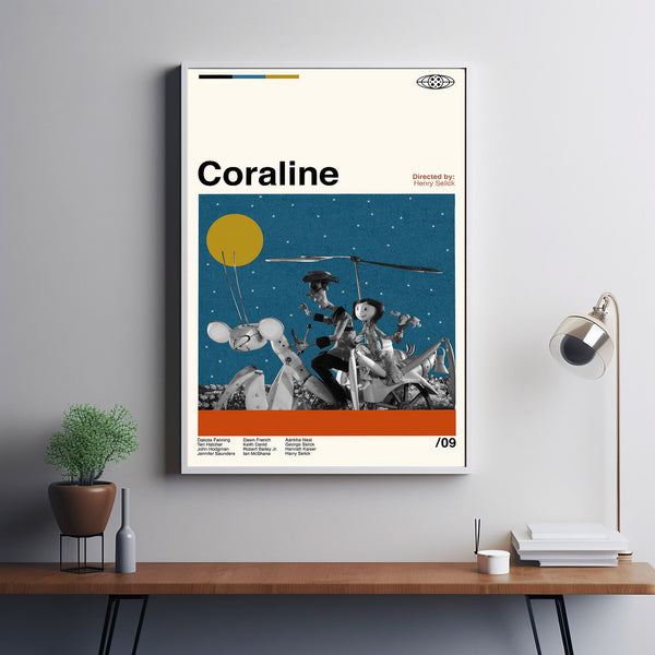 Coraline Cartoon Movie Poster, Coraline Movie, Keith David Film, Classic Movie Poster, Retro Movie posters, Minimal Art, Modern Vintage