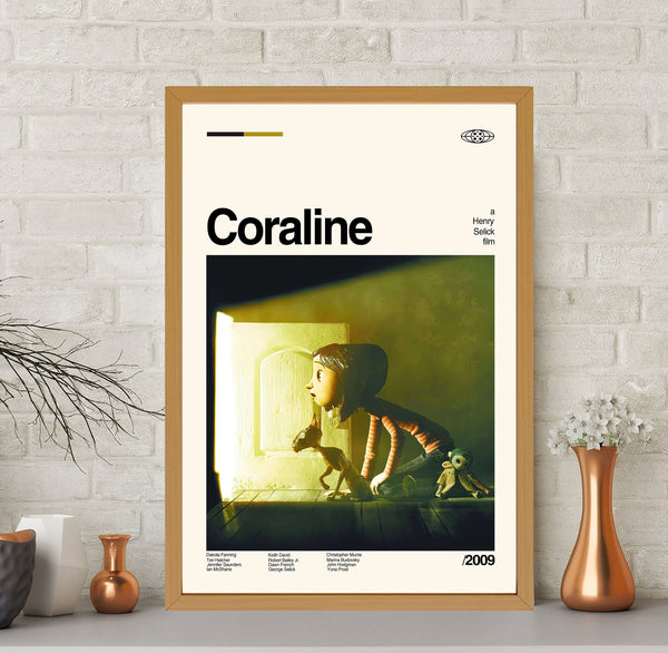 Coraline Movie Poster, Coraline Print, Retro Poster, Vintage Poster, Midcentury Poster, Minimalist Art, Movie Poster, Wall Decorm Wall Art