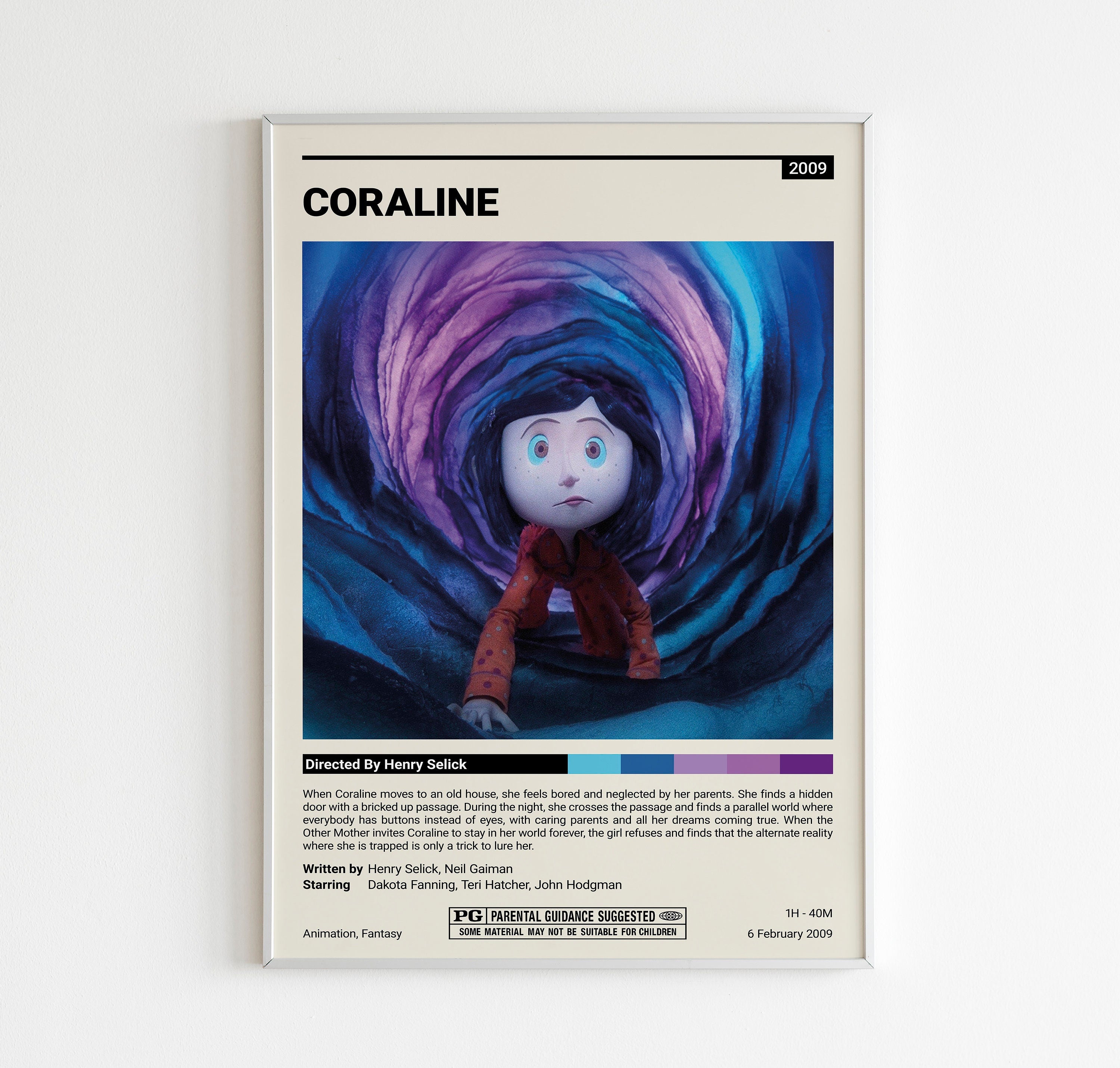 Coraline Movie poster Coraline Poster Henry Selick Vintage Retro