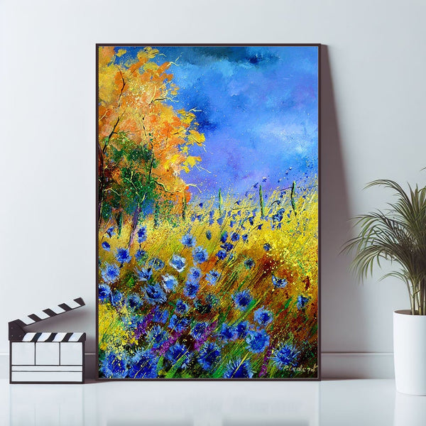 Cornflowers And Orange Trees Poster, Wall Art Prints, Canvas Material Gift, High quality Canvas art print, Home Decor, Keepsake 1666607029