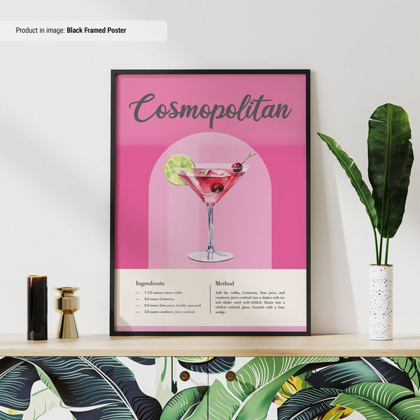 Cosmopolitan Recipe Poster  Classic Cocktail Recipes Poster  Cocktail Print  Cocktail Posters  Bar Cart Wall Art  Cosmopolitan Poster 1668389640