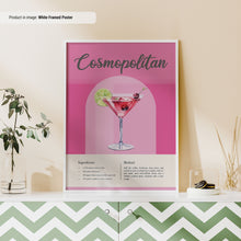 Cosmopolitan Recipe Poster  Classic Cocktail Recipes Poster  Cocktail Print  Cocktail Posters  Bar Cart Wall Art  Cosmopolitan Poster 1668389640