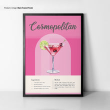 Cosmopolitan Recipe Poster  Classic Cocktail Recipes Poster  Cocktail Print  Cocktail Posters  Bar Cart Wall Art  Cosmopolitan Poster 1668389640