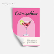 Cosmopolitan Recipe Poster  Classic Cocktail Recipes Poster  Cocktail Print  Cocktail Posters  Bar Cart Wall Art  Cosmopolitan Poster 1668389640