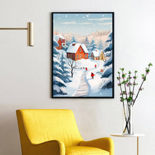 Charming Winter Village Poster | Cozy Snow-Covered Hamlet Print | Whimsical Winter Wonderland Art | Heartwarming Holiday Deco