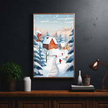 Charming Winter Village Poster | Cozy Snow-Covered Hamlet Print | Whimsical Winter Wonderland Art | Heartwarming Holiday Deco