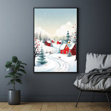 Winter Village Poster | Enchanting Snow Hamlet Print | Magical Winter Wonderland Wall Art | Festive Holiday Decor for Home