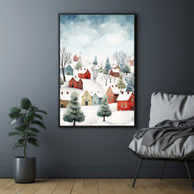 Winter Village Poster | Enchanting Snow Hamlet Print | Magical Winter Wonderland Wall Art | Festive Holiday Decor for Home