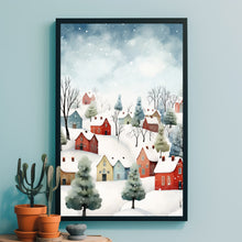 Winter Village Poster | Enchanting Snow Hamlet Print | Magical Winter Wonderland Wall Art | Festive Holiday Decor for Home