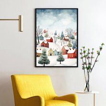 Winter Village Poster | Enchanting Snow Hamlet Print | Magical Winter Wonderland Wall Art | Festive Holiday Decor for Home