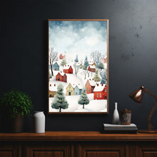 Winter Village Poster | Enchanting Snow Hamlet Print | Magical Winter Wonderland Wall Art | Festive Holiday Decor for Home