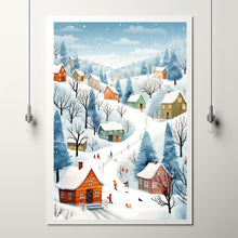 Winter Village Poster | Enchanting Snow Hamlet Print | Magical Winter Wonderland Wall Art | Festive Holiday Decor for Home