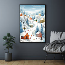 Winter Village Poster | Enchanting Snow Hamlet Print | Magical Winter Wonderland Wall Art | Festive Holiday Decor for Home