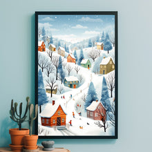 Winter Village Poster | Enchanting Snow Hamlet Print | Magical Winter Wonderland Wall Art | Festive Holiday Decor for Home