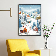 Winter Village Poster | Enchanting Snow Hamlet Print | Magical Winter Wonderland Wall Art | Festive Holiday Decor for Home