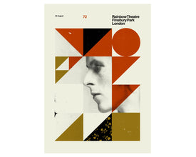 DAVID BOWIE - London, Rainbow Theatre, 20 x 28 inch Art Print, Mid-Century Modern Poster, Gold, Vintage 203652281