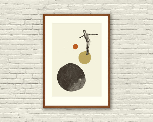 DAVID BOWIE Inspired Abstract Poster, Art Print - Abstract Minimalist Shapes, Collage, Cut Paper, Gold, Fine Art 268111488