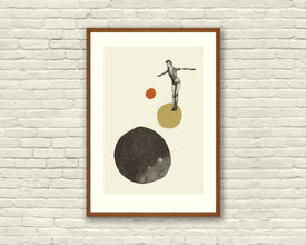 DAVID BOWIE Inspired Abstract Poster, Art Print - Abstract Minimalist Shapes, Collage, Cut Paper, Gold, Fine Art 268111488