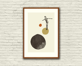 DAVID BOWIE Inspired Abstract Poster, Art Print - Abstract Minimalist Shapes, Collage, Cut Paper, Gold, Fine Art 268007463