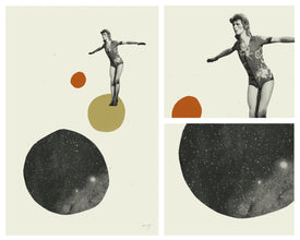 DAVID BOWIE Inspired Abstract Poster, Art Print - Abstract Minimalist Shapes, Collage, Cut Paper, Gold, Fine Art 268007463