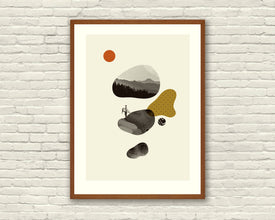 DONNIE DARKO - Poster, 20 x 28 Lithograph Art Print, MidCentury Modern, Collage, Shapes, red-orange, Gold, Nature, Hipster, London 1048757719