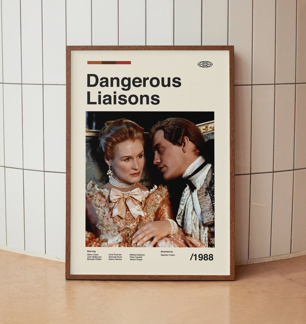Dangerous Liaisons Vintage Movie Poster - John Malkovich Glenn Close - Minimalist Midcentury Wall Art Print 1577871874