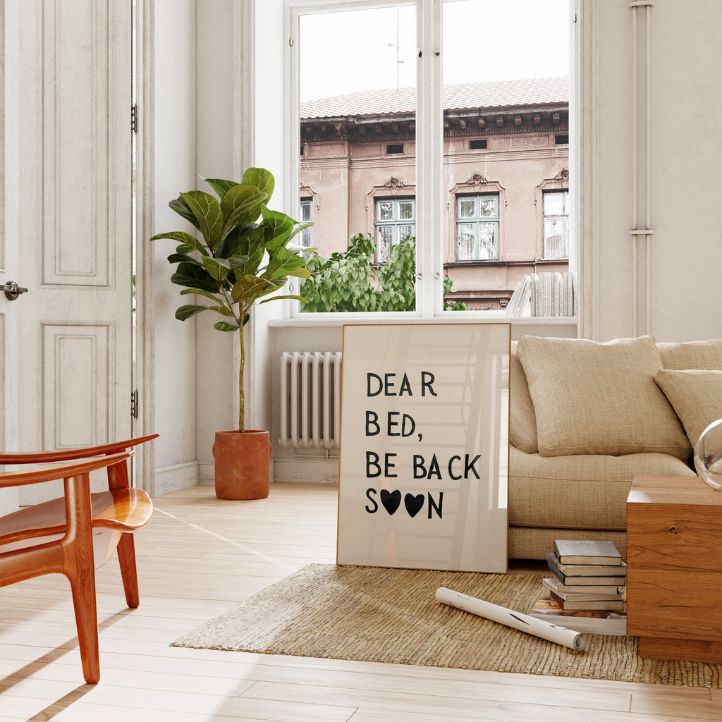 Dear Back View Dear Bed Be Back Soon Print Minimalist Heart Poster Trendy Bedroom Dec ...