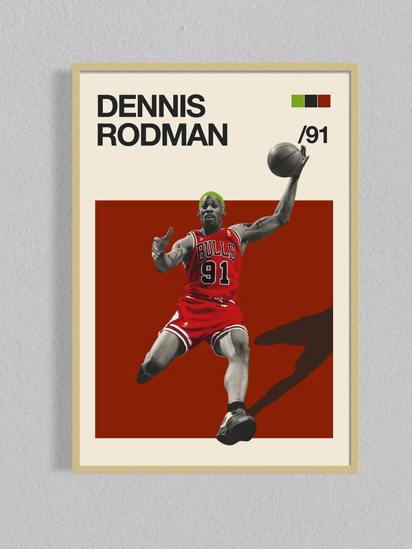Dennis Rodman Mid Century Movie Poster  Basketball Posters  Minimalist Basketball Poster    Wall Art Poster 1592887670