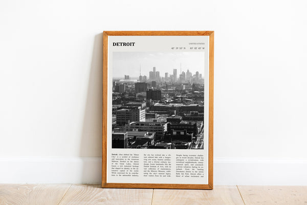 Detroit Michigan Wall Art Poster Poster  Detroit Michigan Black White Poster  Poster  Art Gift 1694617021