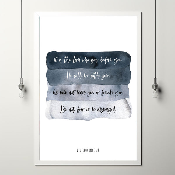 Deuteronomy 31:8 'Do Not Fear, I Will Be With You' Art - Large Scripture Christian Wall Decor for Encouragement and Faith