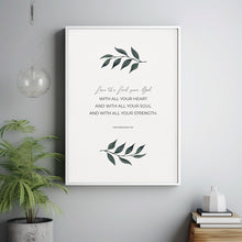 Deuteronomy 65 Love the Lord your God Floral Bible Verse Wall Art, Modern Christian Nursery Scripture Poster Art Decor Poster