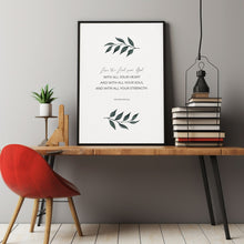 Deuteronomy 65 Love the Lord your God Floral Bible Verse Wall Art, Modern Christian Nursery Scripture Poster Art Decor Poster