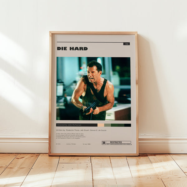 Die Hard Poster, Bruce Willis Wall Art, Minimalist Wall Decor, Action Thriller Film Print, Framed Options, Gift for Movie Lovers 1733660582