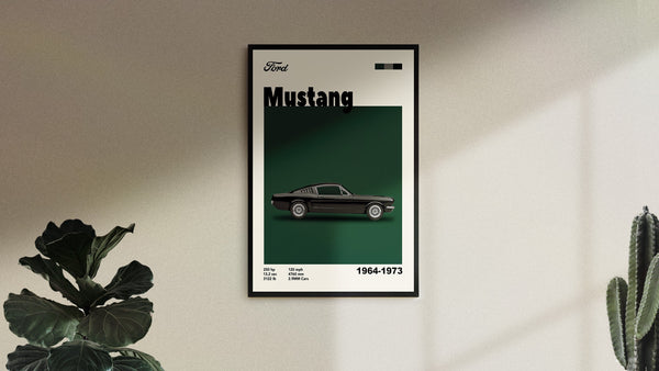 Wall Art Mid-Century 1960s Ford Mustang Poster, for birthdays and car enthusiasts, Downloadable Prints, wall decor 1110853801