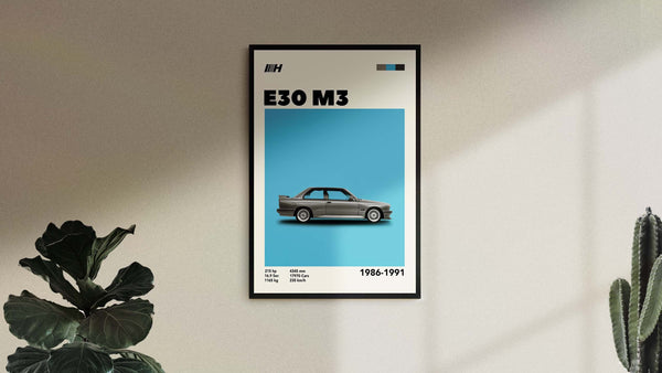 Digital Download Mid-Century BMW E30 M3 Poster Car Print, Birthday, Wall Print, Retro Wall Decor, Gift, 1152656619